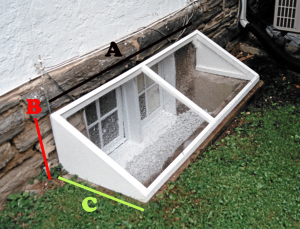 A: Length of Cover Measured along the Wall B: Height of Cover Measured at Wall. C: Depth of Cover Measured away From the House. Note: make sure to mention any existing vents, wires, pipes or other obstructions.